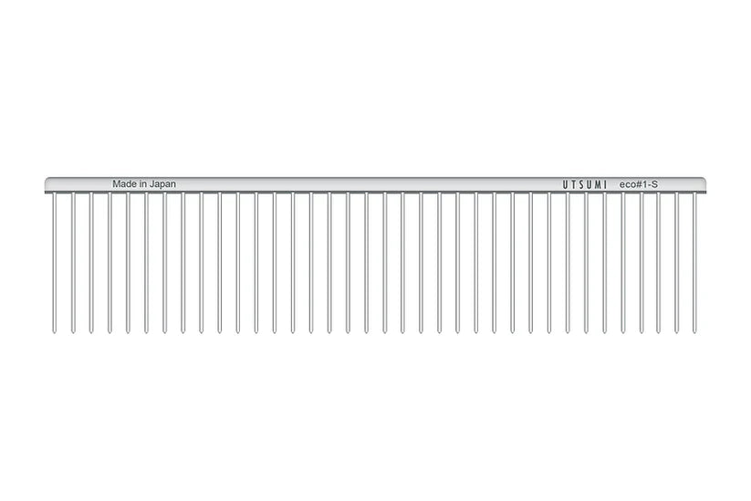 Utsumi ECO 1-S grooming comb brass handle steel teeth