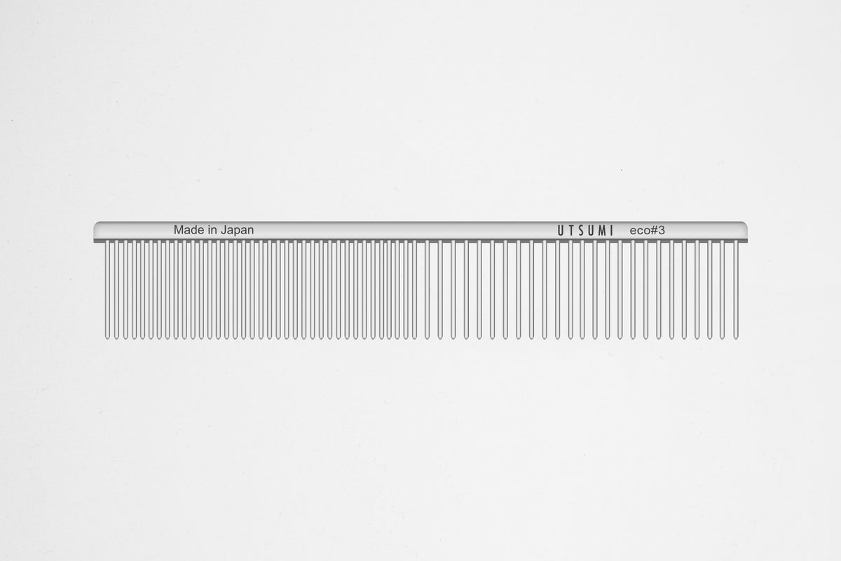 Utsumi ECO 3 dog grooming comb brass handle silver